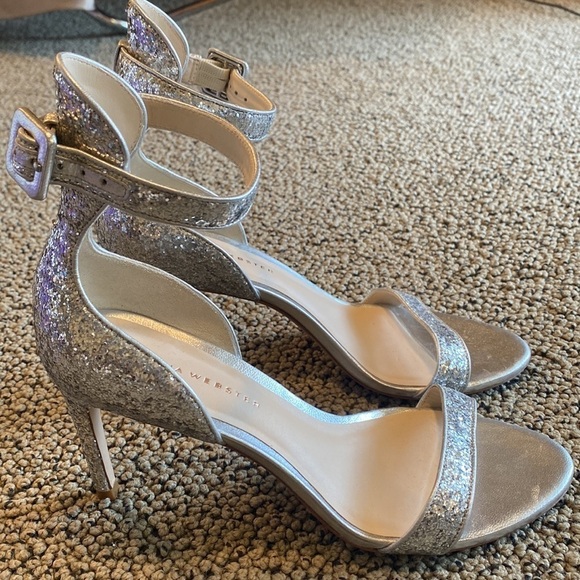 Sophia Webster, Silver Sparkles, Ankle Strap, Sandal with 3 inch Heel, Size 37 - Picture 2 of 12
